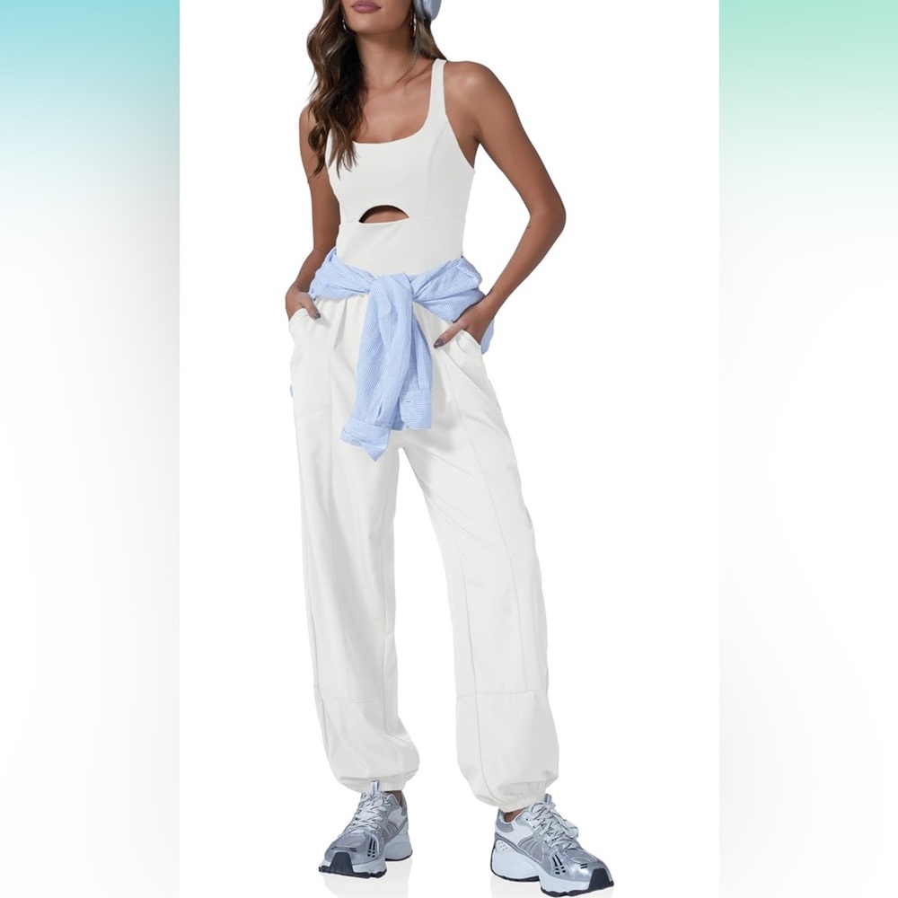 Athletic jumpsuit workout romper with pockets Small